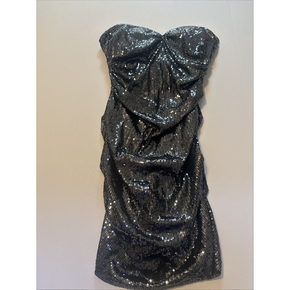 Jump Apparel By Wendye Chaitin Silver Sequin Strapless Mini Dress Size: 3/4